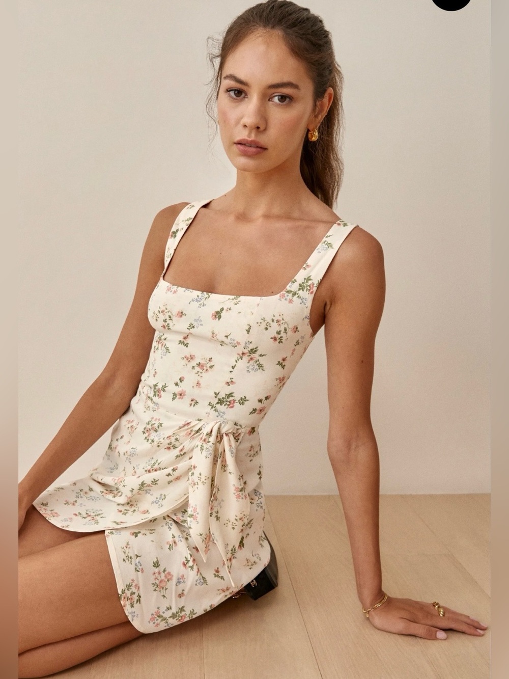 Reformation Hedy Dress Color Carine Floral Square-Neck Casual Romantic Dress 4